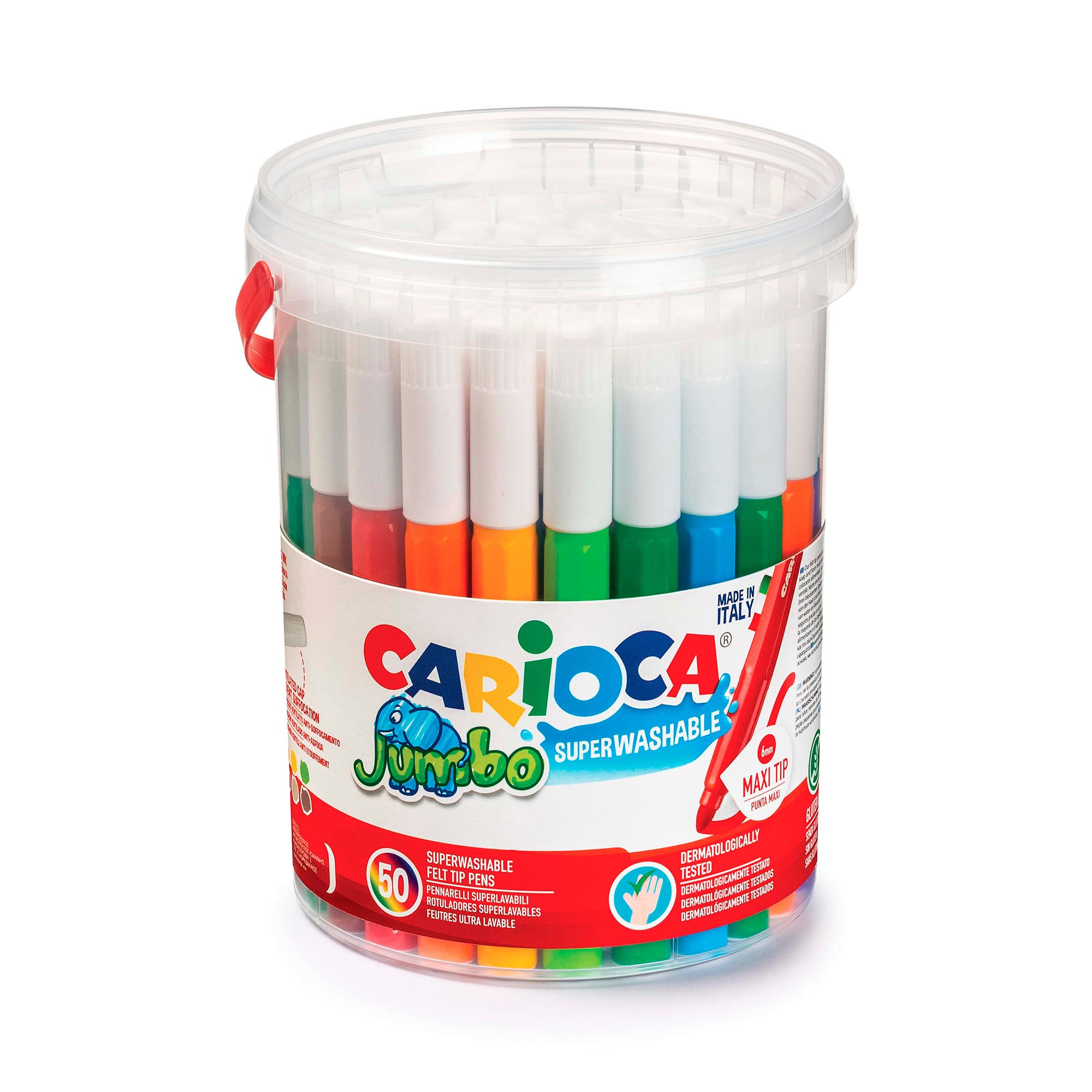 CARIOCA® 6mm Jumbo Maxi Tip Felt Tip Washable Pens Tube, 50ct.